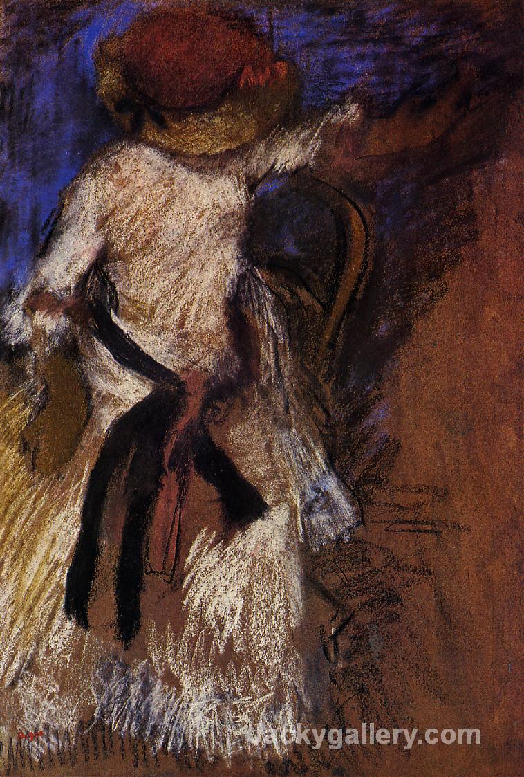 Seated Woman in a White Dress by Edgar Degas paintings reproduction